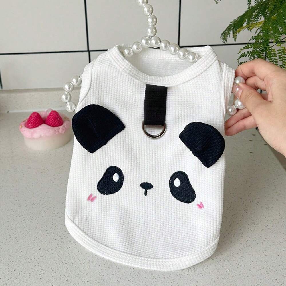 Breathable Embroidered Pet Vest for Small Dogs and Cats – Lightweight Spring/Summer Outfit with Leash Hole for Yorkie, Poodle, Teddy, More