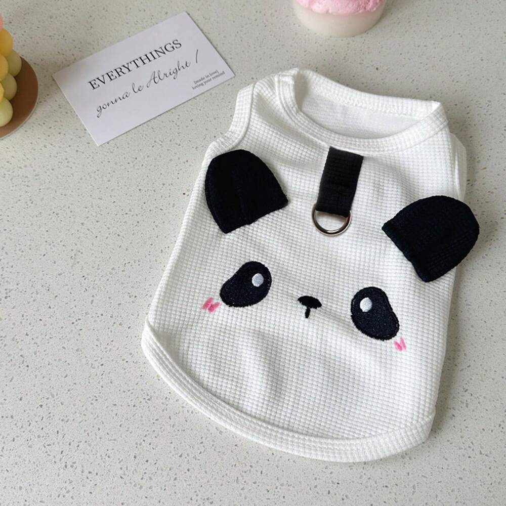 Breathable Embroidered Pet Vest for Small Dogs and Cats – Lightweight Spring/Summer Outfit with Leash Hole for Yorkie, Poodle, Teddy, More
