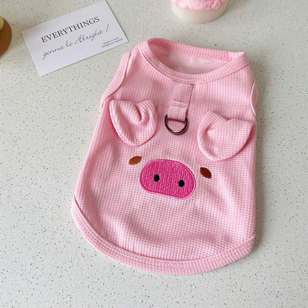 Breathable Embroidered Pet Vest for Small Dogs and Cats – Lightweight Spring/Summer Outfit with Leash Hole for Yorkie, Poodle, Teddy, More
