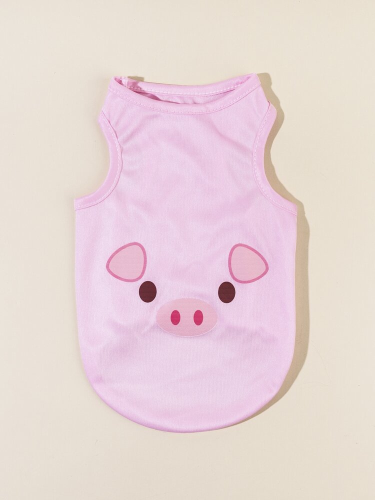 Cute Cartoon Pig Print Pet Tank Top – Sleeveless Shirt for Small Dogs and Cats, Lightweight and Comfortable Daily Wear