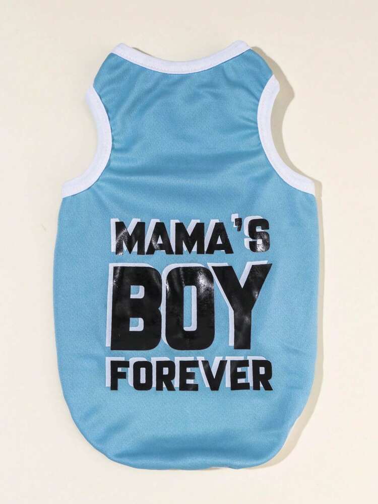 Mama's Boy Forever Pet Shirt – Cute Blue Graphic Top for Small Dogs and Cats, Soft and Comfortable Daily Wear