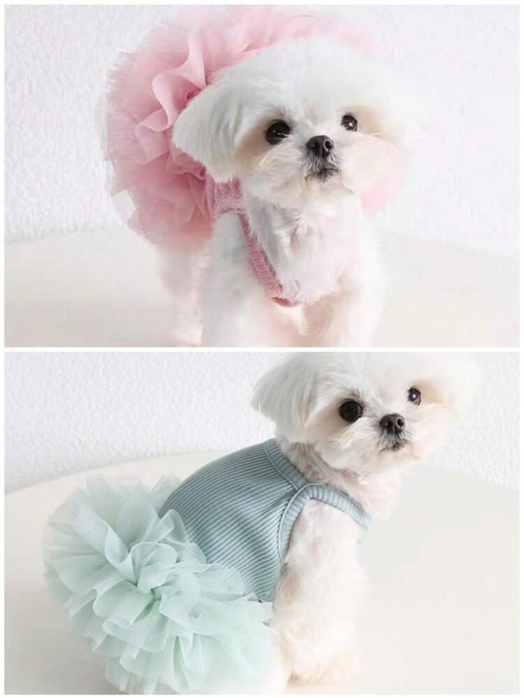 Elegant Tulle Ballet Dress for Small Dogs and Cats – Sleeveless Princess Pet Outfit for Spring and Summer Parties