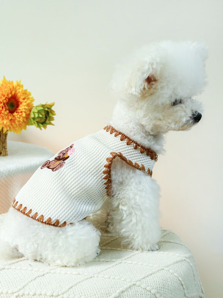 Cute Ice Cream Bear Print Pet Vest – Lightweight Sleeveless Shirt for Small and Medium Dogs and Cats, Perfect for Summer Wear