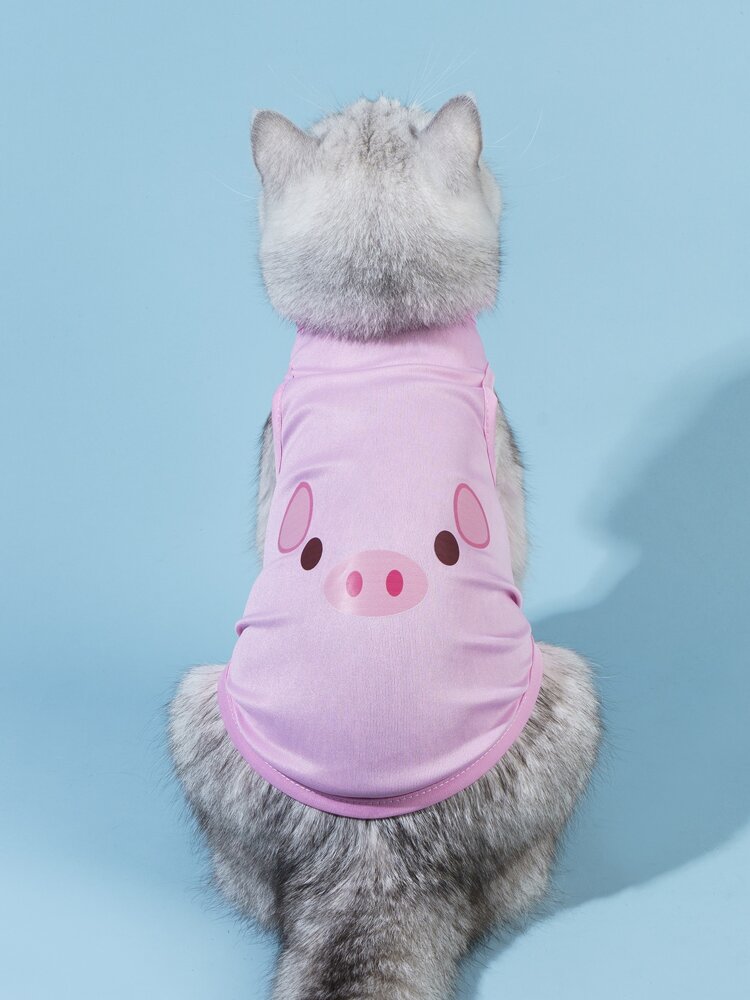 Cute Cartoon Pig Print Pet Tank Top – Sleeveless Shirt for Small Dogs and Cats, Lightweight and Comfortable Daily Wear