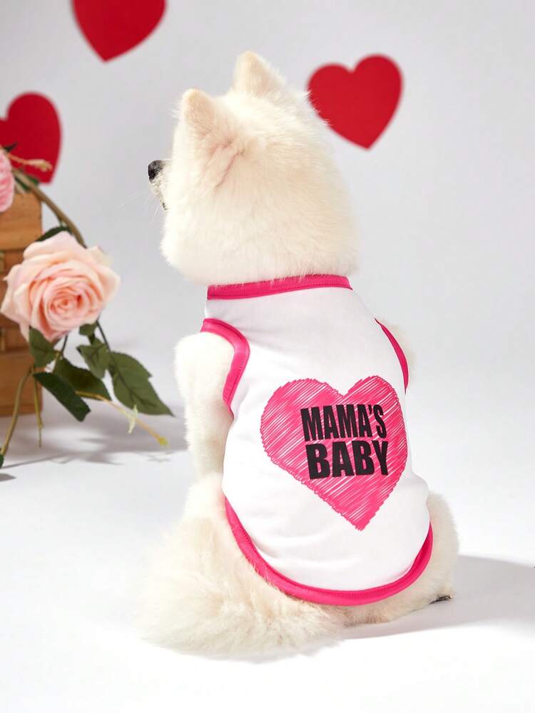 1PC Pink Heart Print Pet Vest – Cute Valentine’s Day Outfit for Small Dogs and Cats, Holiday Wear