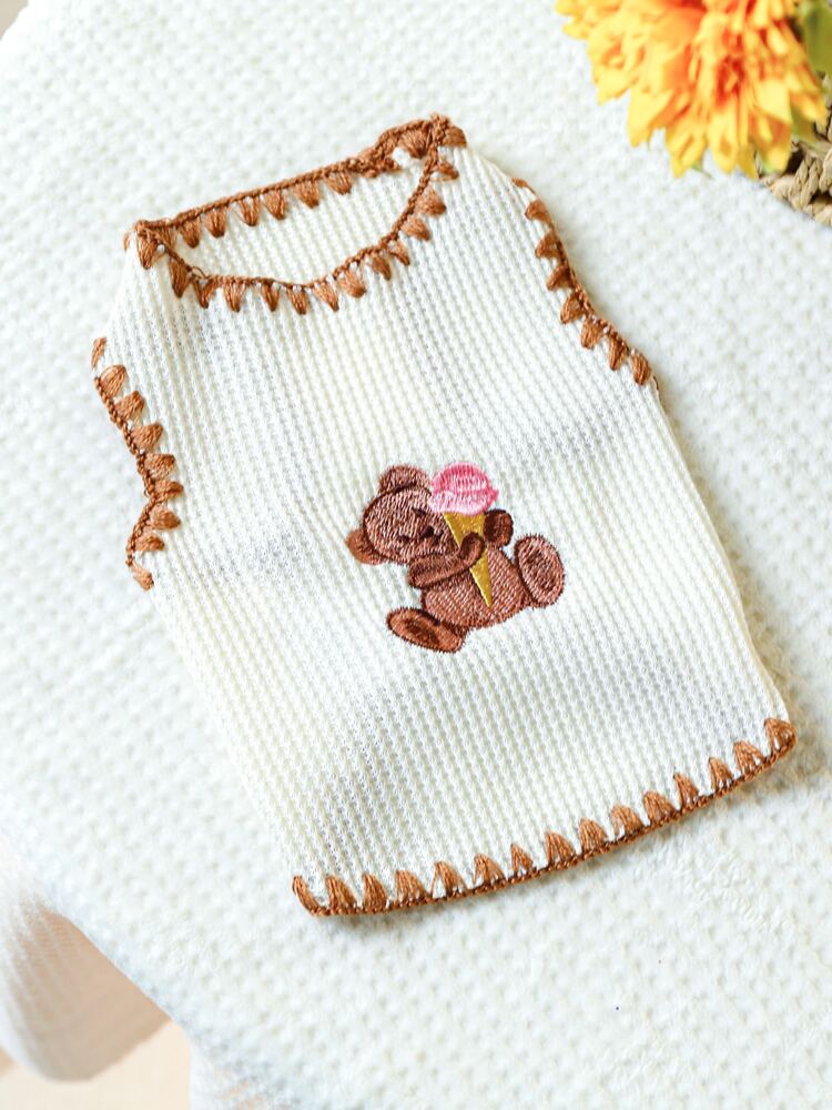 Cute Ice Cream Bear Print Pet Vest – Lightweight Sleeveless Shirt for Small and Medium Dogs and Cats, Perfect for Summer Wear