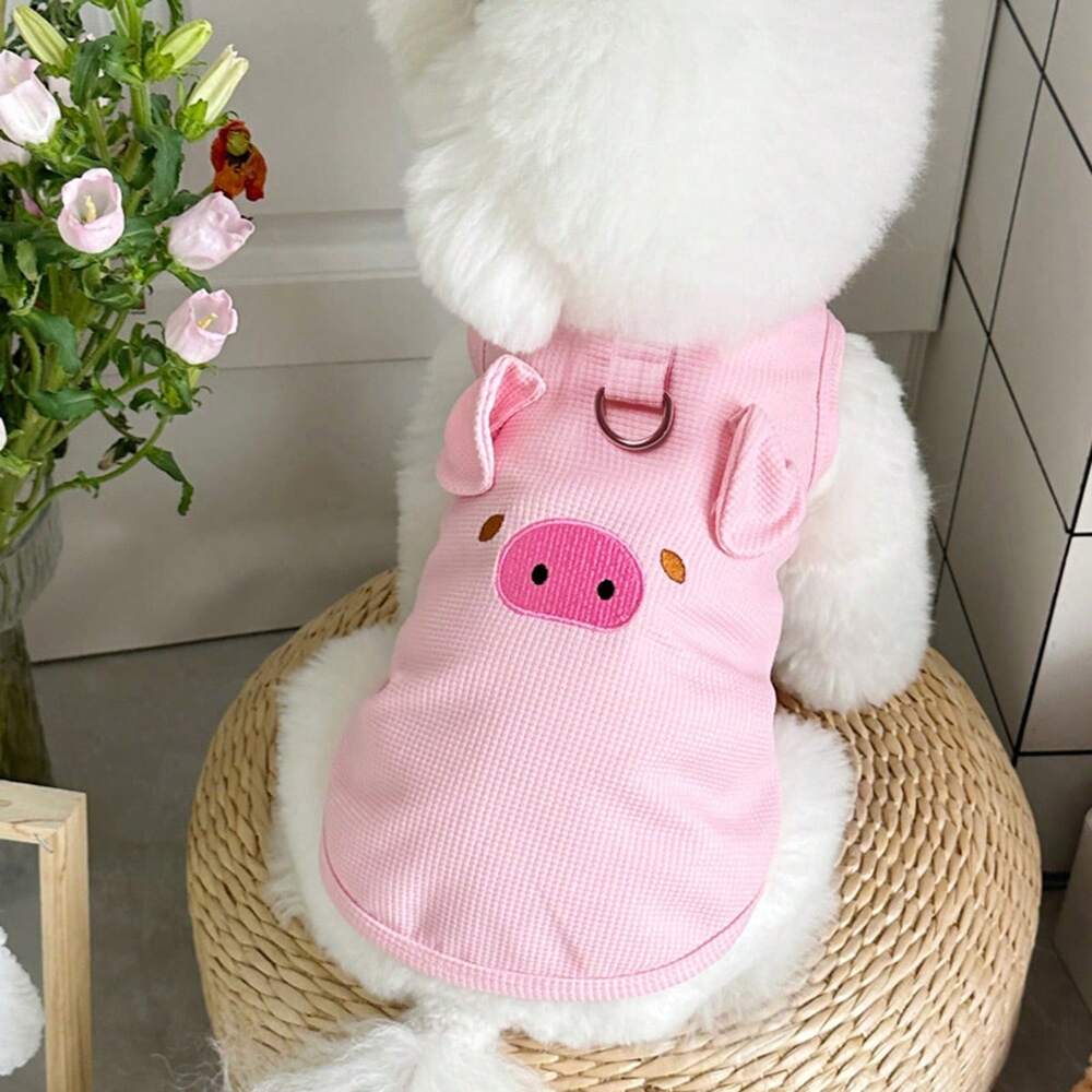 Breathable Embroidered Pet Vest for Small Dogs and Cats – Lightweight Spring/Summer Outfit with Leash Hole for Yorkie, Poodle, Teddy, More
