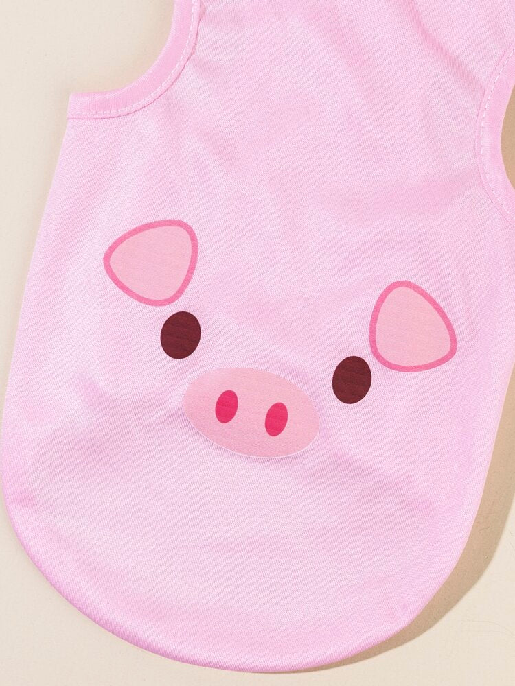 Cute Cartoon Pig Print Pet Tank Top – Sleeveless Shirt for Small Dogs and Cats, Lightweight and Comfortable Daily Wear
