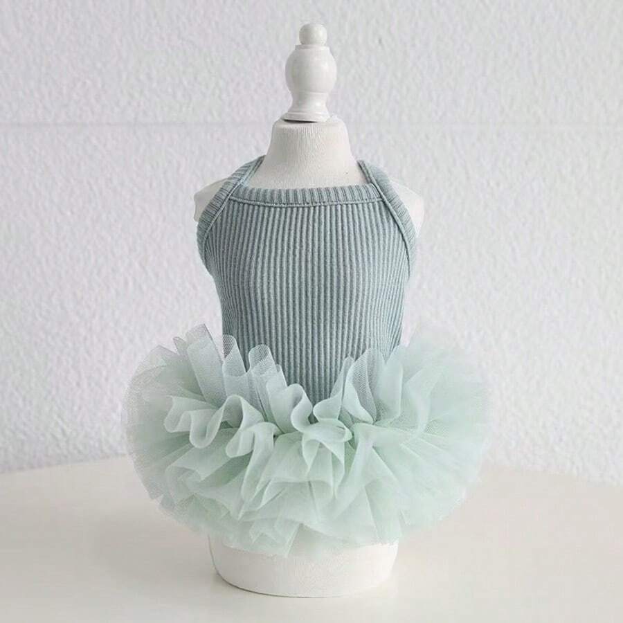 Elegant Tulle Ballet Dress for Small Dogs and Cats – Sleeveless Princess Pet Outfit for Spring and Summer Parties