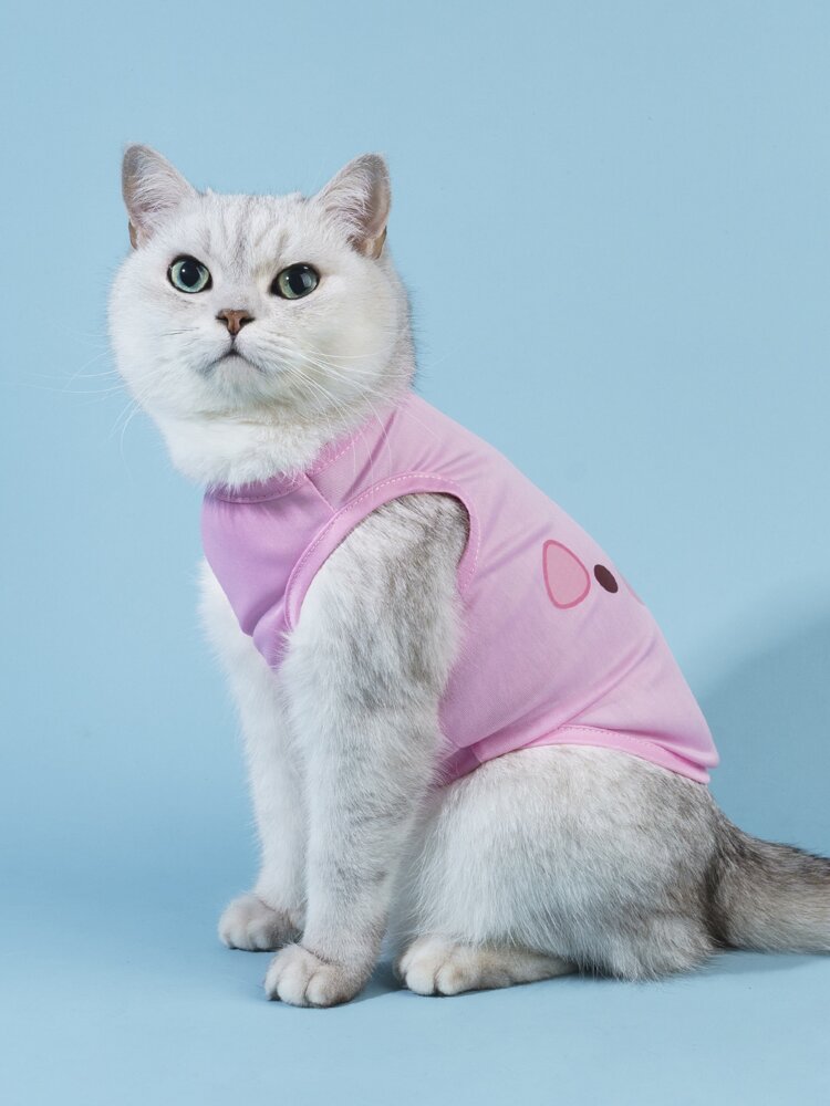 Cute Cartoon Pig Print Pet Tank Top – Sleeveless Shirt for Small Dogs and Cats, Lightweight and Comfortable Daily Wear