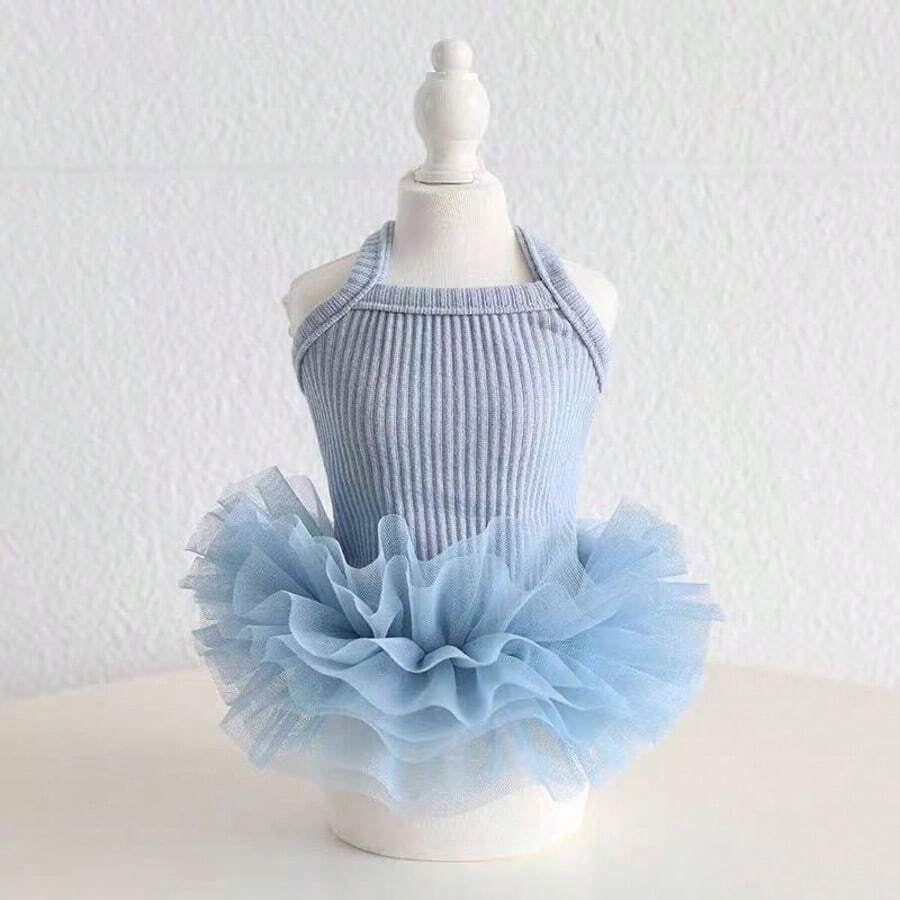Elegant Tulle Ballet Dress for Small Dogs and Cats – Sleeveless Princess Pet Outfit for Spring and Summer Parties