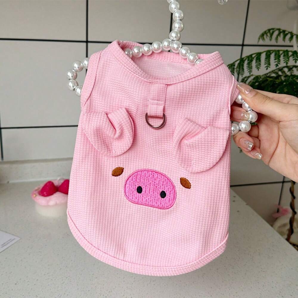 Breathable Embroidered Pet Vest for Small Dogs and Cats – Lightweight Spring/Summer Outfit with Leash Hole for Yorkie, Poodle, Teddy, More