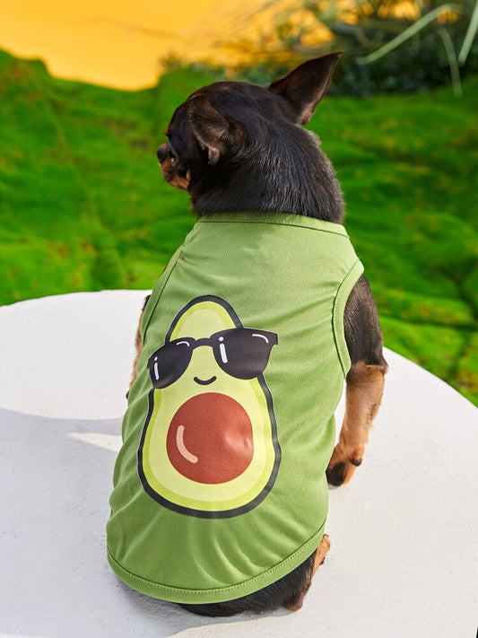 1PC Avocado Print Pet Tank Top – Cute Lightweight Summer Shirt for Small Dogs and Cats