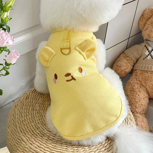 Breathable Embroidered Pet Vest for Small Dogs and Cats – Lightweight Spring/Summer Outfit with Leash Hole for Yorkie, Poodle, Teddy, More