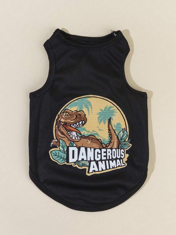 1PC Dinosaur Print Pet Tank Top – Lightweight Summer Shirt for Small Dogs and Cats, Fun & Breathable