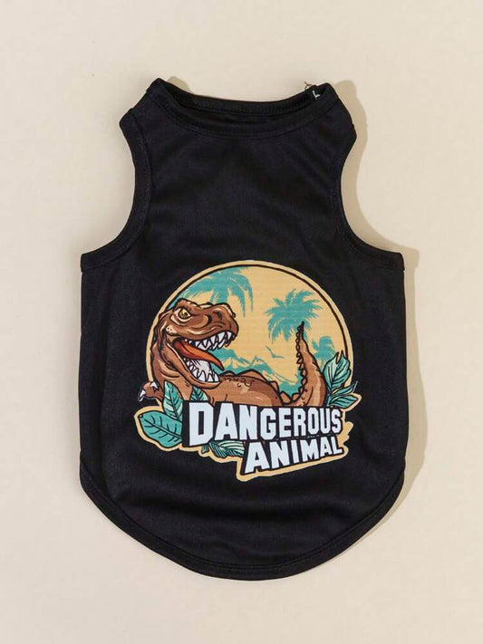1PC Dinosaur Print Pet Tank Top – Lightweight Summer Shirt for Small Dogs and Cats, Fun & Breathable