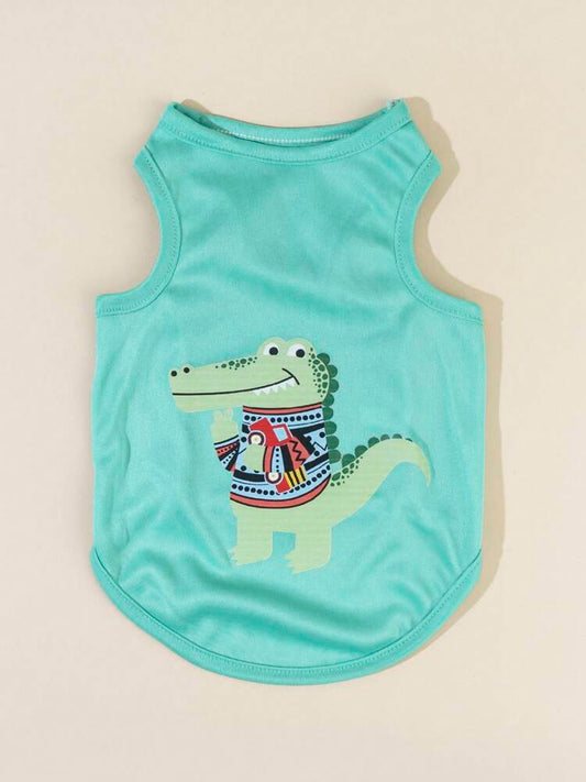 1PC Crocodile Print Pet Tank Top – Fun Lightweight Summer Shirt for Small Dogs and Cats
