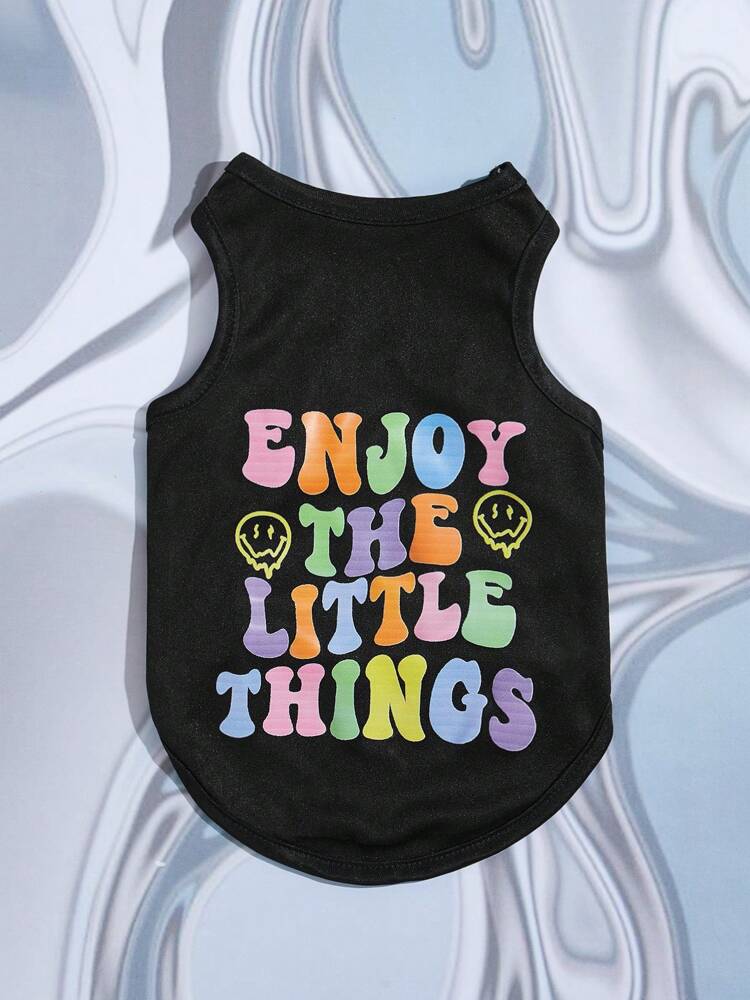 1PC Slogan Graphic Pet Tank Top – Casual Lightweight Shirt for Small Dogs and Cats, Easy Summer Wear