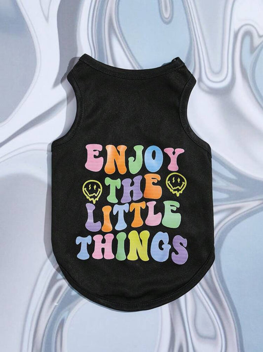 1PC Slogan Graphic Pet Tank Top – Casual Lightweight Shirt for Small Dogs and Cats, Easy Summer Wear