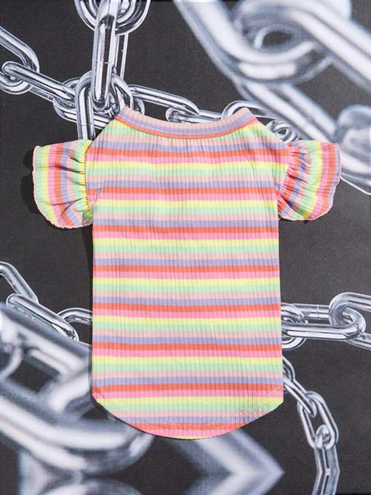 Striped Pet T-Shirt for Small Dogs and Cats – Lightweight Casual Tee for Spring and Summer Wear