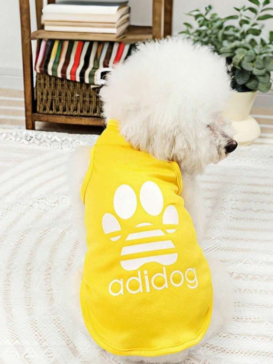 1PC Dog Paw Print Pet Vest – Sporty Lightweight T-Shirt for Small to Medium Dogs and Cats