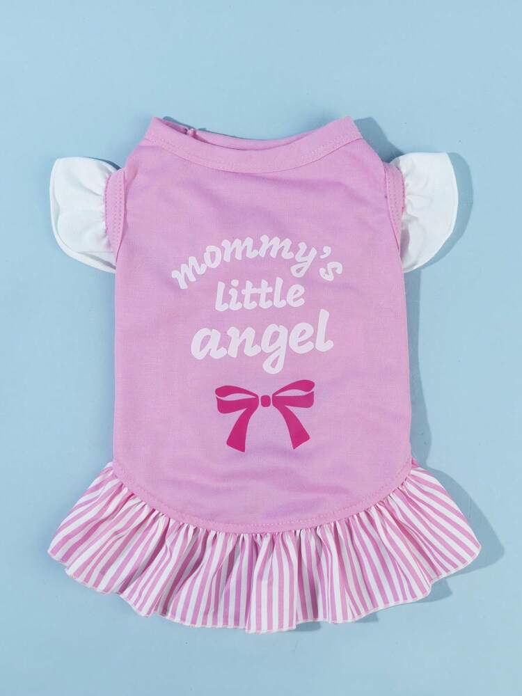 1PC Bow & Letter Graphic Pet Tank Top – Cute Lightweight Summer Shirt for Small Dogs and Cats