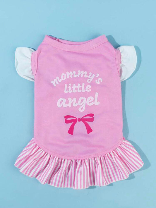 1PC Bow & Letter Graphic Pet Tank Top – Cute Lightweight Summer Shirt for Small Dogs and Cats