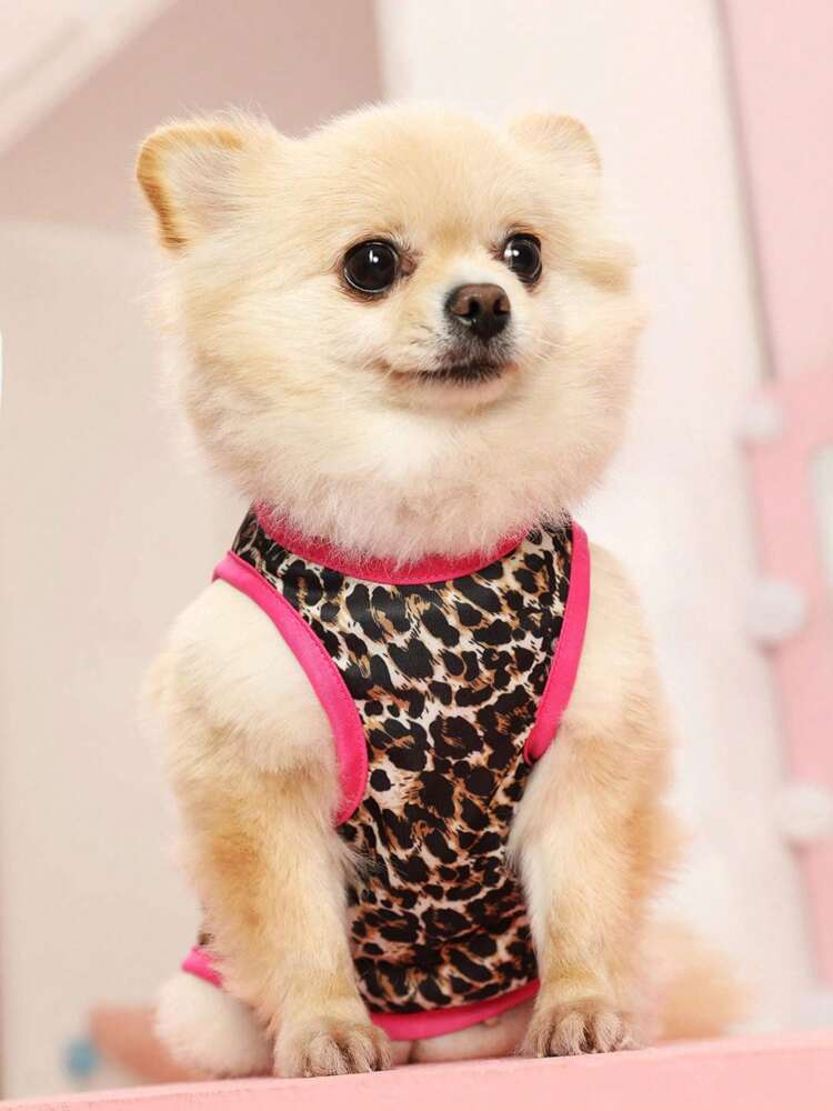 1PC Leopard Print Colorblock Pet Vest – Breathable Summer Sunscreen & Insect-Repellent Shirt