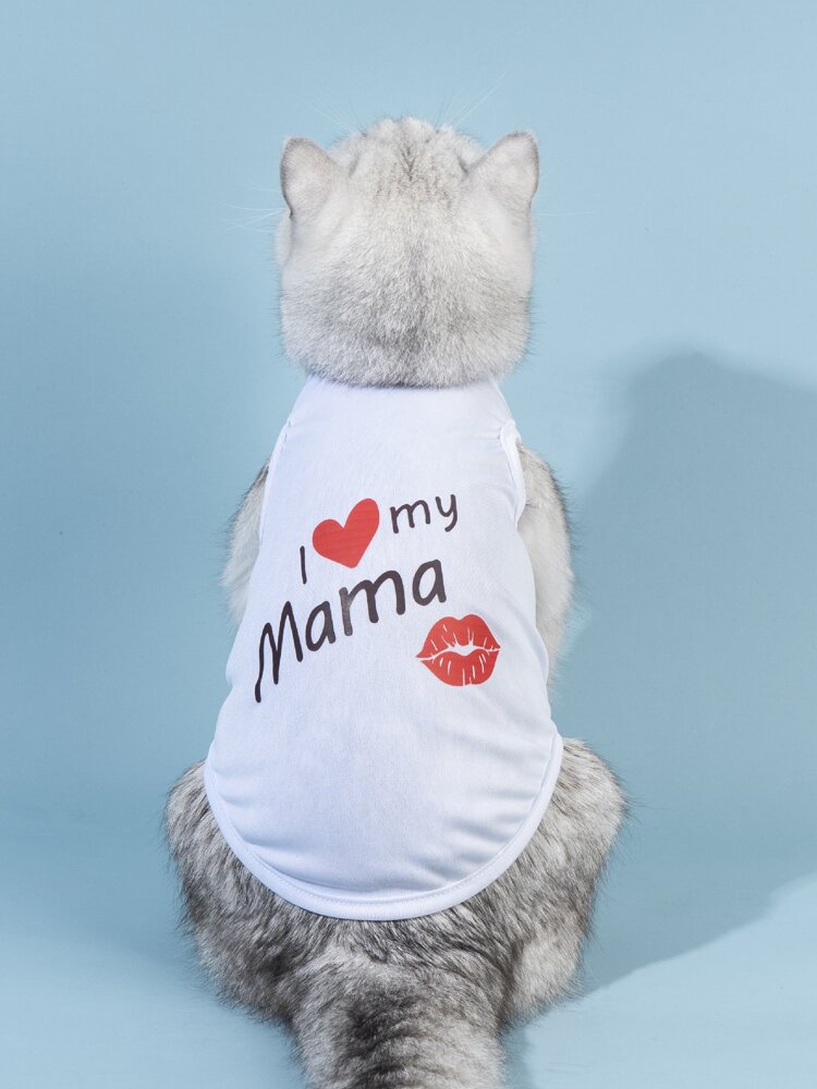 Valentine's Day Pet Tank Top – Heart and Slogan Graphic Sleeveless Shirt for Small Dogs and Cats