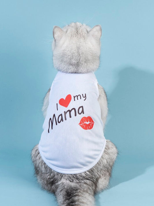 Valentine's Day Pet Tank Top – Heart and Slogan Graphic Sleeveless Shirt for Small Dogs and Cats