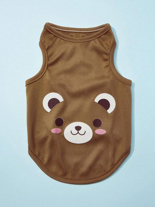 1PC Cartoon Bear Print Pet Tank Top – Cute & Breathable Summer Shirt for Small Dogs and Cats