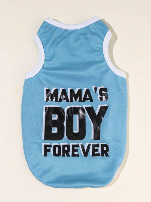 Mama's Boy Forever Pet Shirt – Cute Blue Graphic Top for Small Dogs and Cats, Soft and Comfortable Daily Wear