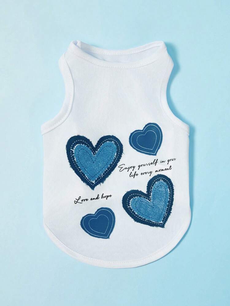 1PC Heart Print Pet Vest – Breathable and Comfortable Casual Tank Top for Small Dogs and Cats
