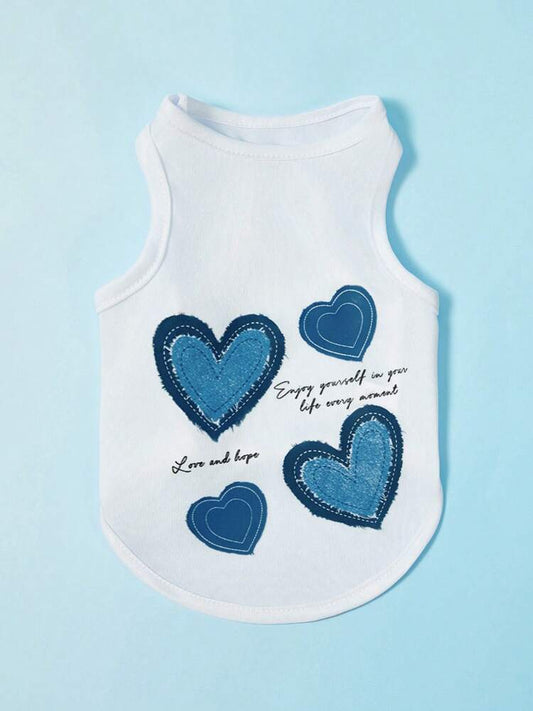 1PC Heart Print Pet Vest – Breathable and Comfortable Casual Tank Top for Small Dogs and Cats