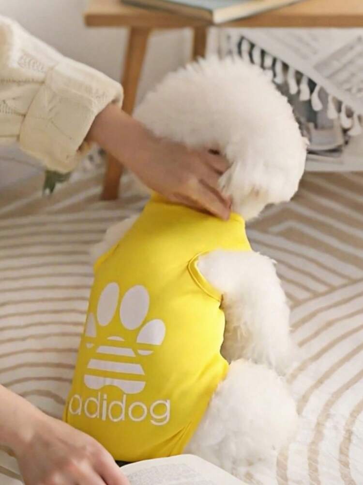 1PC Dog Paw Print Pet Vest – Sporty Lightweight T-Shirt for Small to Medium Dogs and Cats