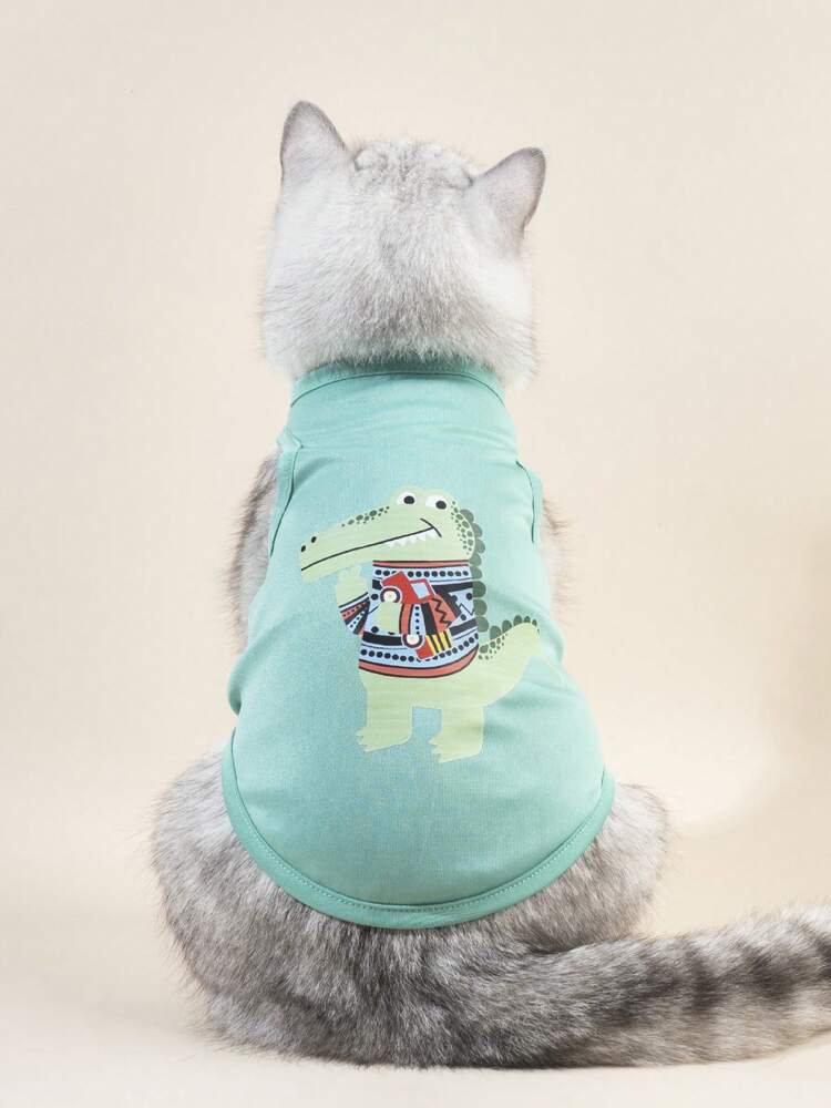 1PC Crocodile Print Pet Tank Top – Fun Lightweight Summer Shirt for Small Dogs and Cats