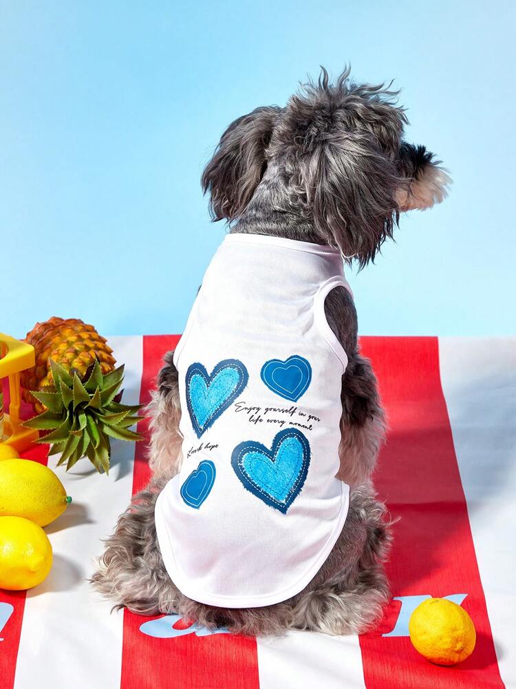 1PC Heart Print Pet Vest – Breathable and Comfortable Casual Tank Top for Small Dogs and Cats