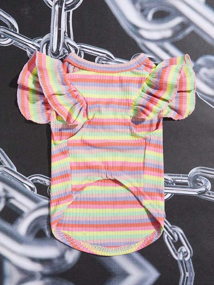 Striped Pet T-Shirt for Small Dogs and Cats – Lightweight Casual Tee for Spring and Summer Wear