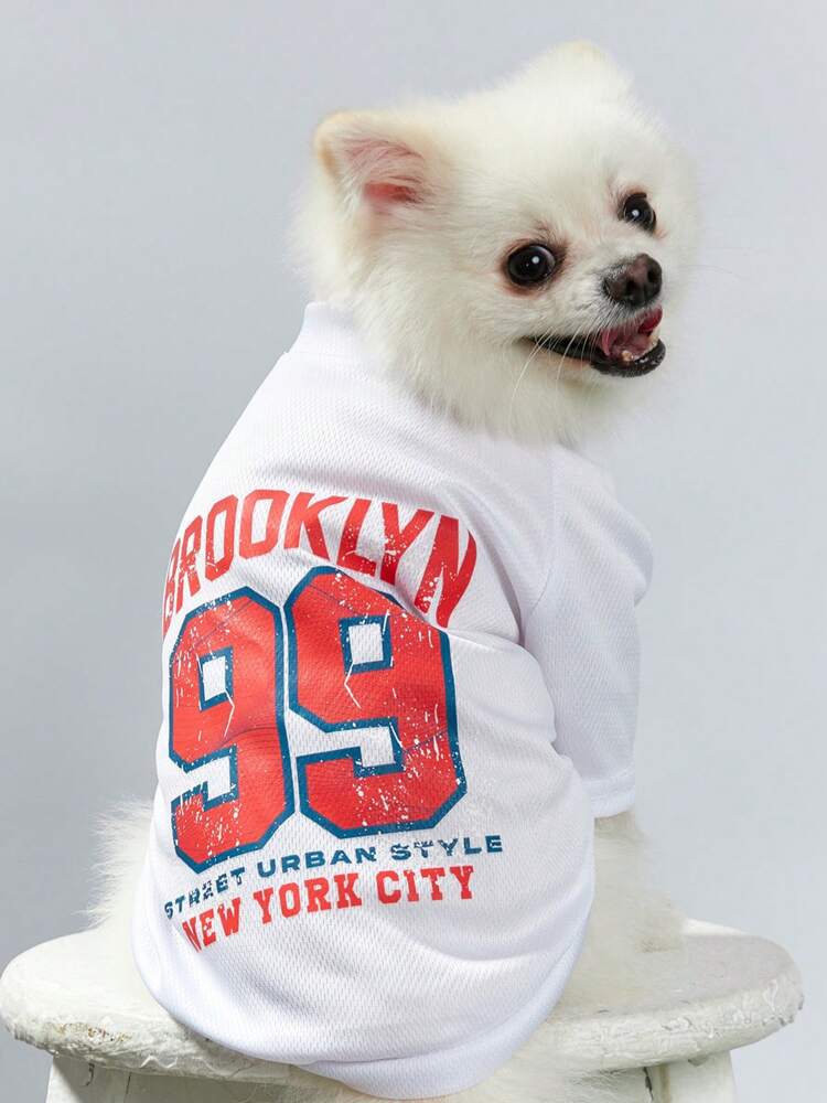 White Pet Shirt for Dogs - Lightweight Cotton T-Shirt with Bird Eye Print - Comfortable Daily Wear & Casual Outfit for Small to Medium Breeds - Easy to Wash & Durable Pet Apparel