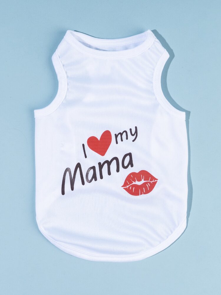 Valentine's Day Pet Tank Top – Heart and Slogan Graphic Sleeveless Shirt for Small Dogs and Cats