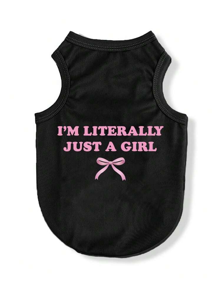 1PC “Just A Girl” Slogan Pet Tank Top – Cute Contrast Color Vest, Breathable, Anti-Flea for Dogs & Cats