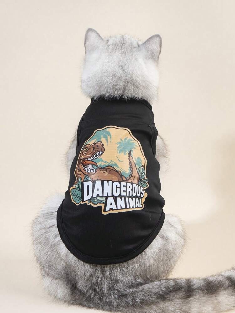 1PC Dinosaur Print Pet Tank Top – Lightweight Summer Shirt for Small Dogs and Cats, Fun & Breathable