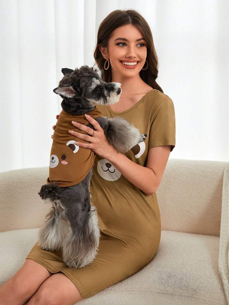 1PC Cartoon Bear Print Pet Tank Top – Cute & Breathable Summer Shirt for Small Dogs and Cats