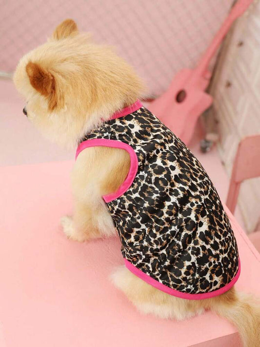 1PC Leopard Print Colorblock Pet Vest – Breathable Summer Sunscreen & Insect-Repellent Shirt