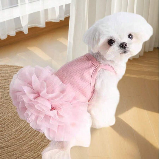Elegant Tulle Ballet Dress for Small Dogs and Cats – Sleeveless Princess Pet Outfit for Spring and Summer Parties