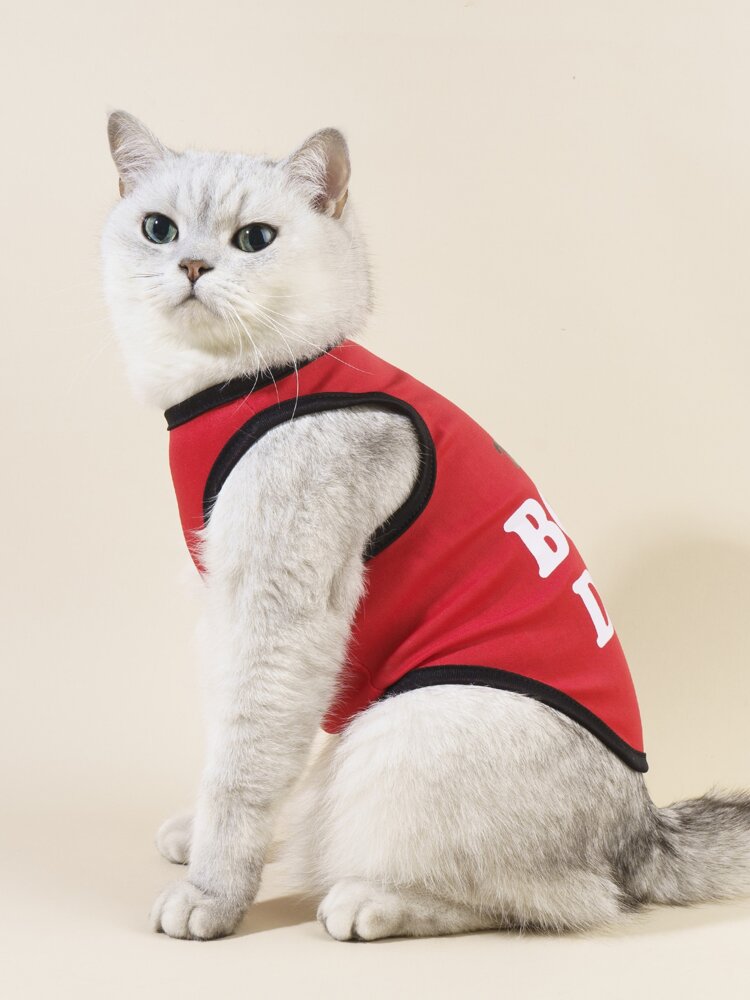 1PC Letter Graphic Pet Tank Top – Lightweight Casual Shirt for Small Dogs and Cats, Easy Summer Wear