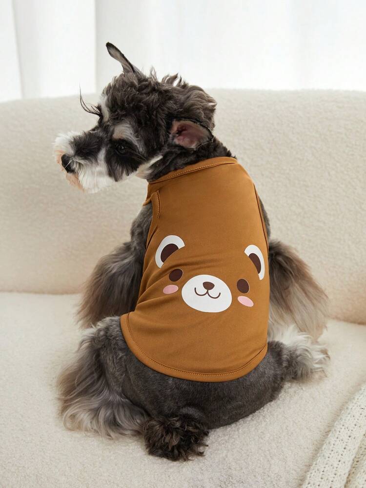 1PC Cartoon Bear Print Pet Tank Top – Cute & Breathable Summer Shirt for Small Dogs and Cats