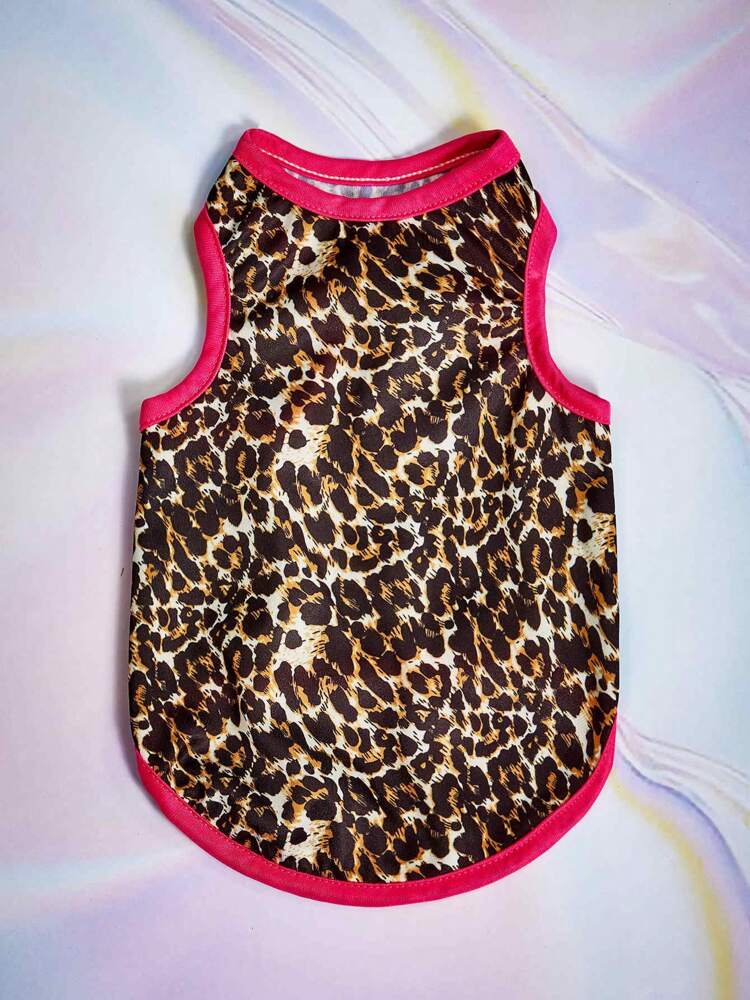 1PC Leopard Print Colorblock Pet Vest – Breathable Summer Sunscreen & Insect-Repellent Shirt