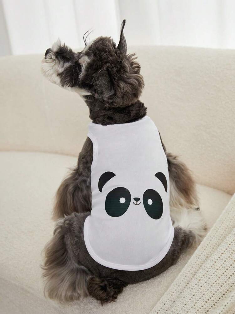 1PC Cartoon Panda Print Pet Tank Top – Lightweight Summer Shirt for Small Dogs and Cats