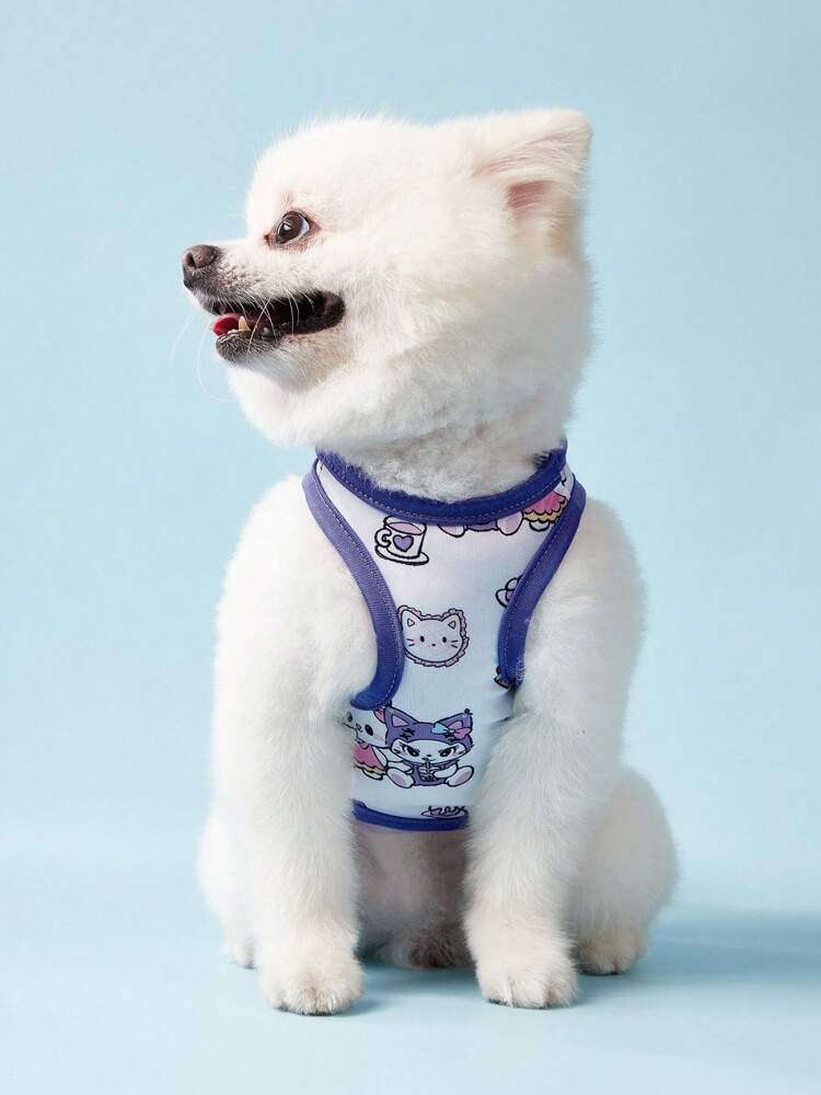 2PC Cute Cartoon Dog Vest Set, Lightweight Breathable Outfits for Small Medium Dogs, Purple